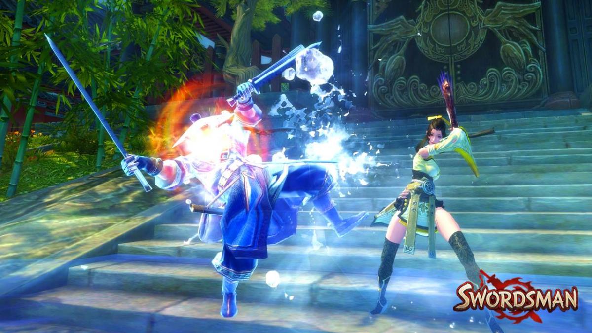 Красочный бой игры Swordsman
