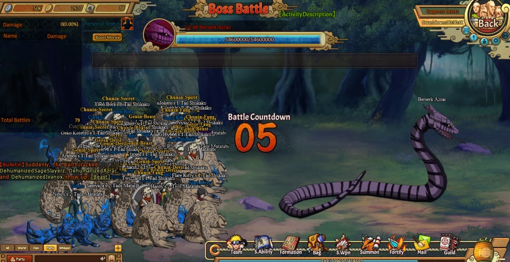 Битва с боссом в игре Ultimate Naruto, скриншот